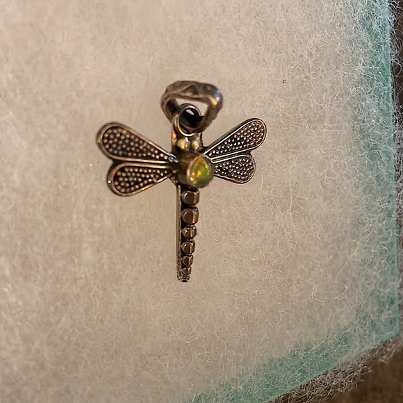 Black Opal Dragonfly 925 Sterling Silver VINTAGE Pendant 🖤🔮 - Picture 4 of 5
